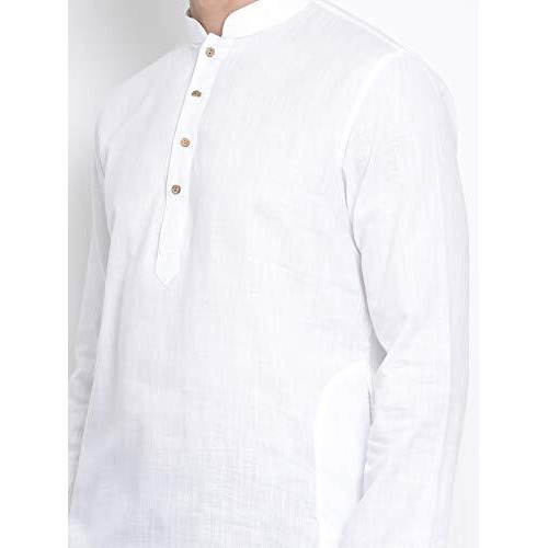 Vastramay Men's White Cotton Linen Blend Kurta  Festive Ethnic Wear For Ethnic & Festive Occasions, Weddings & Special Occasions, Comfortable & Stylish