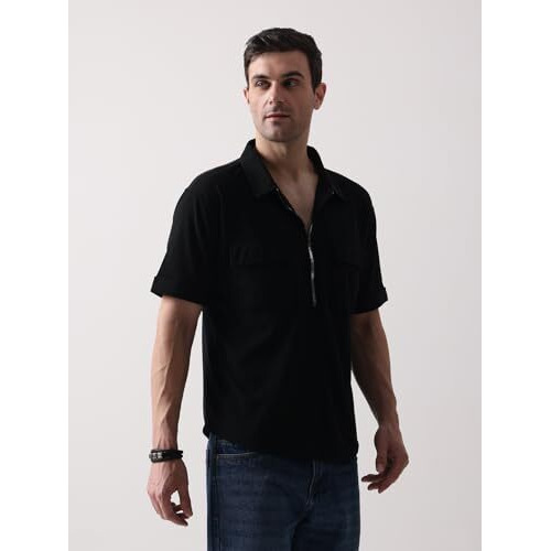 Greciilooks Regular Fit Plain Casual For Men Stylish Latest | Half Sleeve T Shirt (Gl-Mt-1155_Black