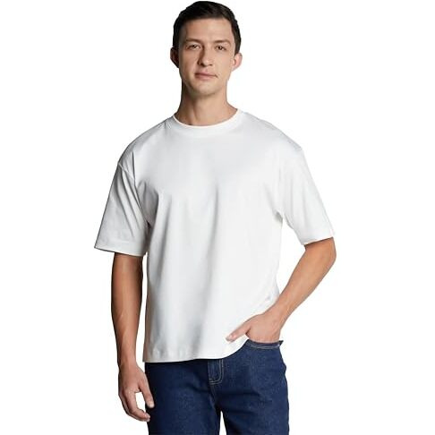 Symbol Premium Men's Super Soft Cotton Oversized T-Shirt (White_L)