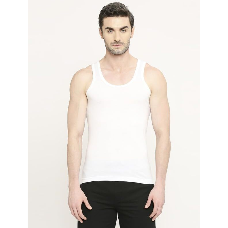 Vip Men's Solid Regular Fit Vest Bonusclassic_Rn_Po2_95_White