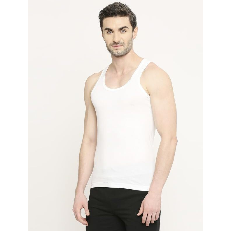 Vip Men's Solid Regular Fit Vest Bonusclassic_Rn_Po2_95_White