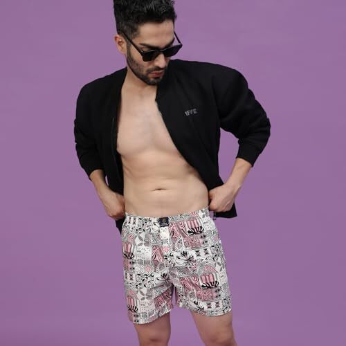 Urban Scottish Men's Multi-Color 100% Cotton Printed Regular Comfort Fit Boxer Shorts, Pack Of 2-Usbx2414-L
