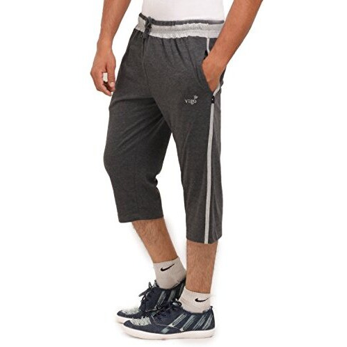 Vego Men's Regular Fit Cotton Capris (Hc-333-Charcol-Grey-36_Black, Charcoal_36)