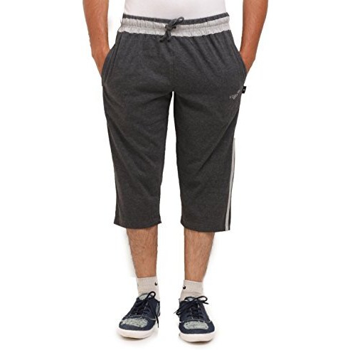 Vego Men's Regular Fit Cotton Capris (Hc-333-Charcol-Grey-36_Black, Charcoal_36)