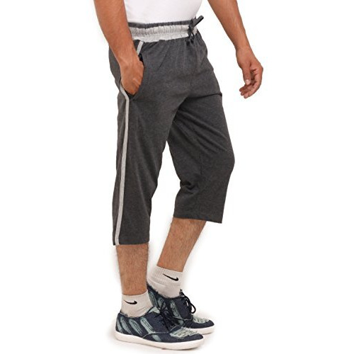 Vego Men's Regular Fit Cotton Capris (Hc-333-Charcol-Grey-36_Black, Charcoal_36)