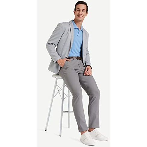 Amazon Brand - Symbol Men's Flexi Waist Regular Fit Casual Mid Rise Pants/Chino Grey 32