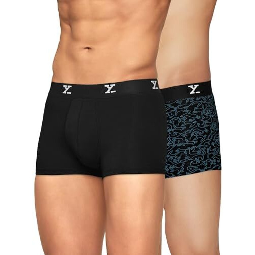 Xyxx Men's Modal Modern Solid Trunks (Pack Of 2) (Xytrnk_R2R5_001_Yoga Pet+Black_L)