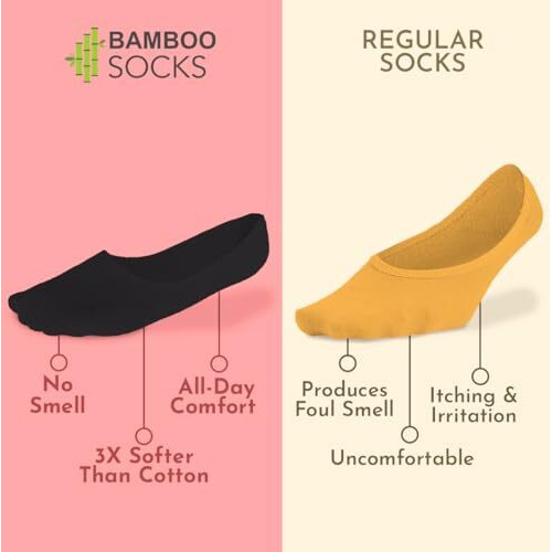 Heelium Bamboo No Show Socks For Men | Odour Free & Breathable | 3X Softer Than Cotton Socks | Low Cut Socks | Size (Uk 6-10)