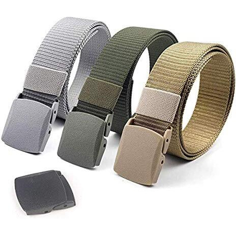 Edifier Unisex Nylon & Canvas Waist Belt (Blt066_03_Grey, Green & Beige)