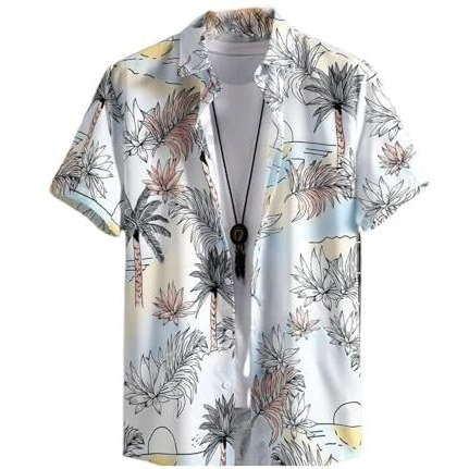 Dhruvi Trendz Mens Rayon Men's Casual Shirt Regular Fit Western (Dt-Ms-6083_White1_L) White