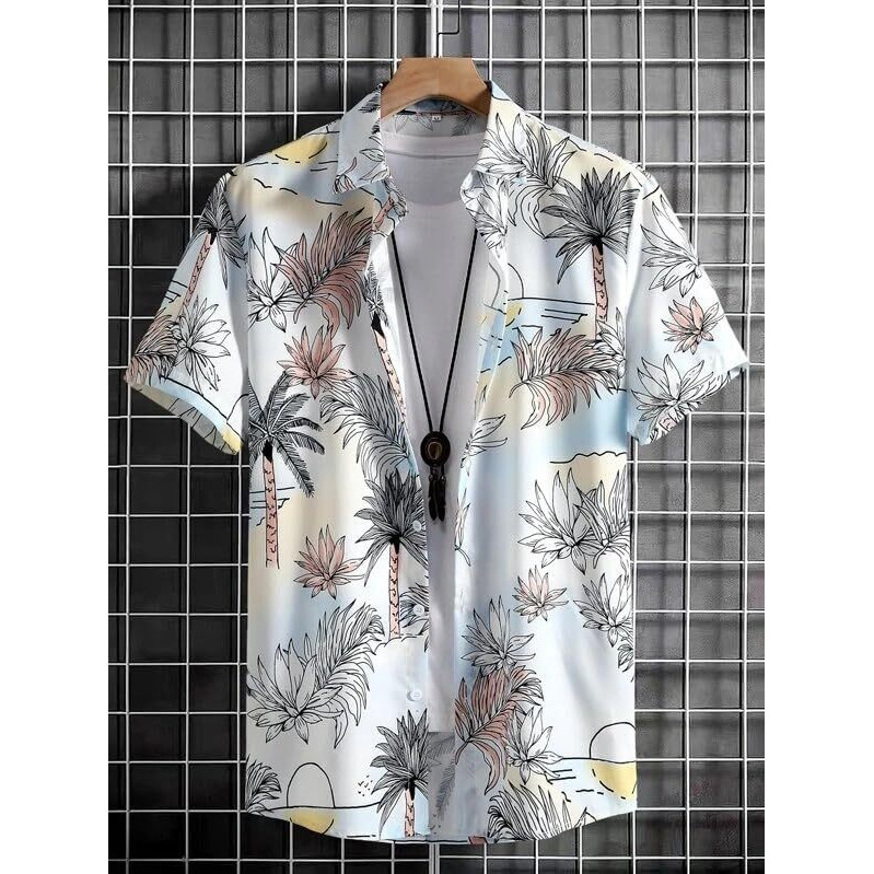 Dhruvi Trendz Mens Rayon Men's Casual Shirt Regular Fit Western (Dt-Ms-6083_White1_L) White