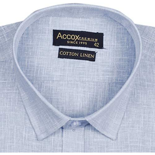 Accox Men's Half Sleeves Formal Regular Fit Cotton Linen Shirt(Gc309_40) Lightblue