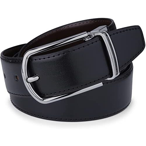 Labnoft Mens Pu Leather Reversible Belt (Black, Belt-038-Ch)