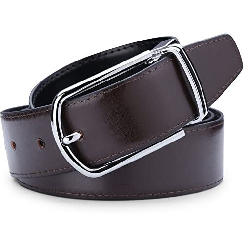 Labnoft Mens Pu Leather Reversible Belt (Black, Belt-038-Ch)