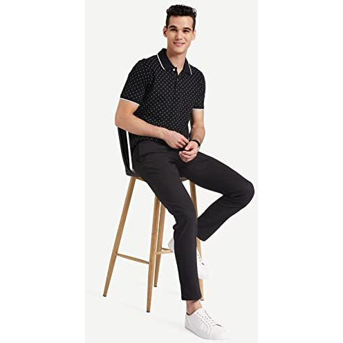Amazon Brand - Symbol Men's Slim Casual Trousers (Aw19Trs-Ess-4_Black_32)