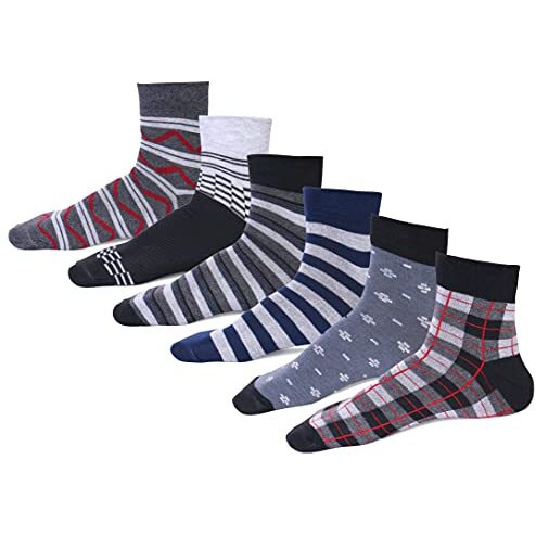 Rc. Royal Class Men's Ankle Length Soft Cotton Casual/Formal Multicolored Socks (Pack Of 6 Pairs)(Free Size)