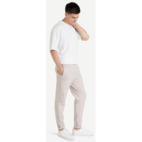 Amazon Brand - Symbol Men's Fit Solid Short Sleeve Oversized Round Neck Waffle T-Shirt (Sym-M-A24-Ts-200_Off White M)