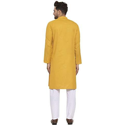 Kraft India Men's Solid Cotton Rich Stylish Kurta Pyjama Set (Color-Mustard, Size-40)