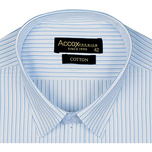 Accox Men's Breathable Cotton Full Sleeves Regular Fit Striped Formal Shirt For Men (S_Gcr61_42) Multicolour