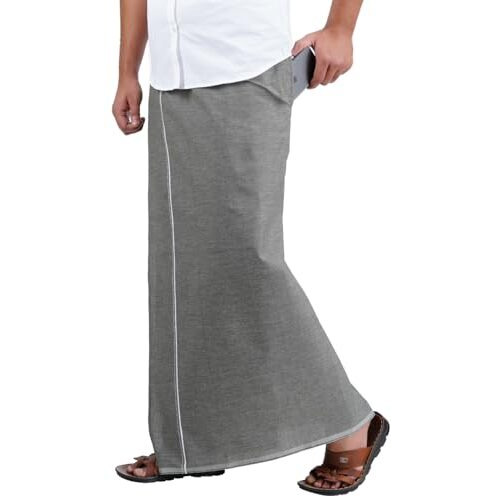 Prakasam Cotton Mens Premium Kfc Plain Welcro Pocket Dhoti (Kfc-Pln-Ash)