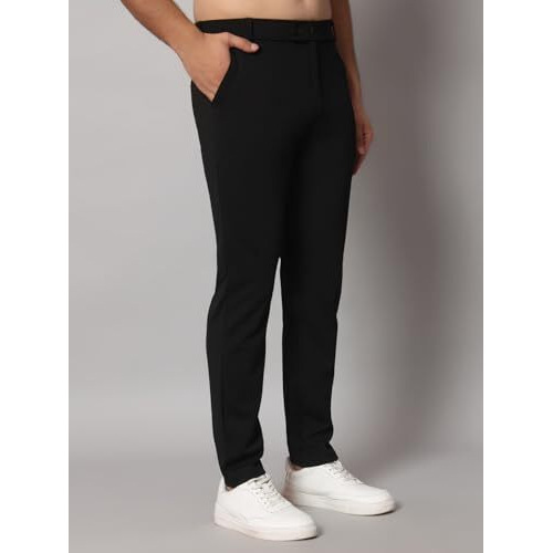 Vogaan Luxury Stretchable Casual Pants For Men | Stylish Slim Fit Men's Wear Trousers For Office | Mens Fashion | Modern Mens Trouser (Black_32)