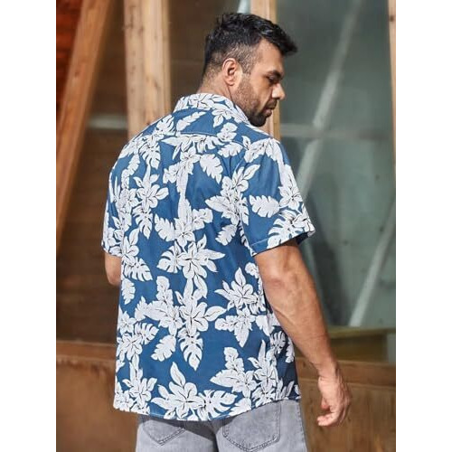 Lookmark Men's Vibrant Printed Half Sleeve Loose Fit Casual Shirt In Cotton Blend  Perfect For Beach Days, Everyday Comfort, And Effortless Style (Az-Lm-Og-Printed Shirt Coastal-M) Blue