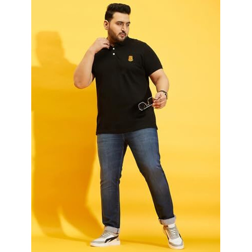 Bigbanana Men's Regular Fit Polo (Tim-Black,Black,6Xl)