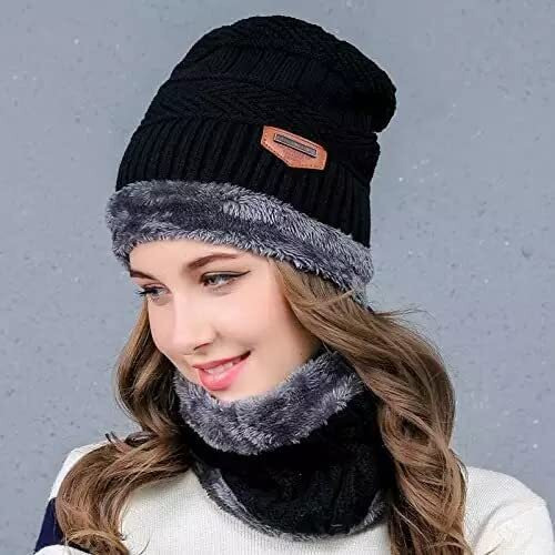 Eerlik Muffler & Scarf For Mens & Women  Winter Cap For Men  MenS Woolen Cap With Neck Muffler  Winter Muffler For Women  Soft Woolen Muffler & Cap For Men & Women