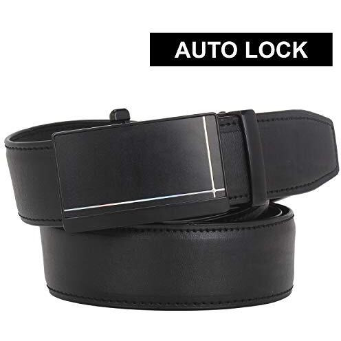 Labnoft Men's Pu Leather Auto Lock Belt (Black)