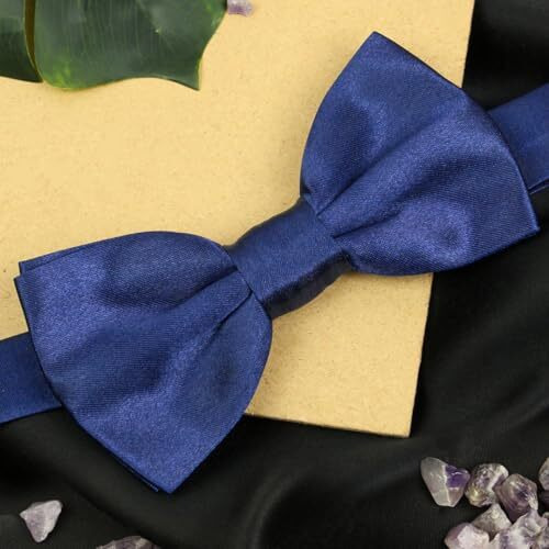 Peluche Solid Dark Blue Bow Tie For Men