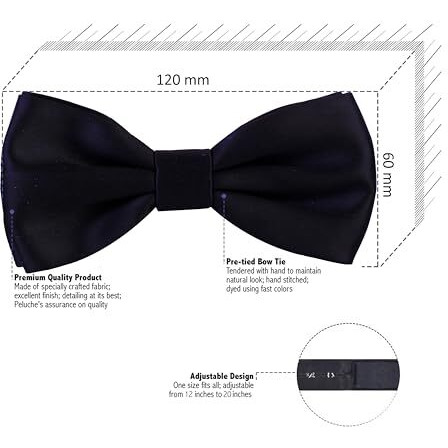 Peluche Solid Dark Blue Bow Tie For Men