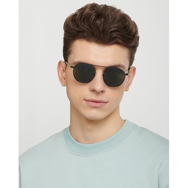 Vincent Chase Eyewear By Lenskart | Green Black Full Rim Round Stylish Sunglasses | Polarized And Uv Protected | For Men And Women | Small | Vc S14082- Pack Of 1