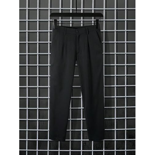 Aahwan Black Solid Pleated Baggy Korean Trousers For Men's (286-Black-32)