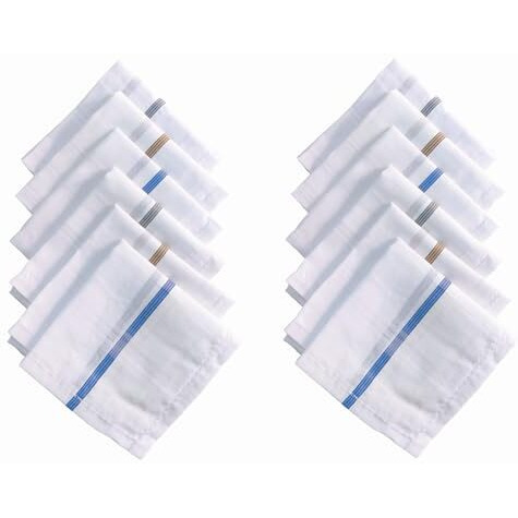 Caslino - Cotton Handkerchiefs For Men, 41 X 41 Cm, 6 Pieces Large Size Hanky For Gents, White Stripes (Champion - 1100, Pack Of 6)