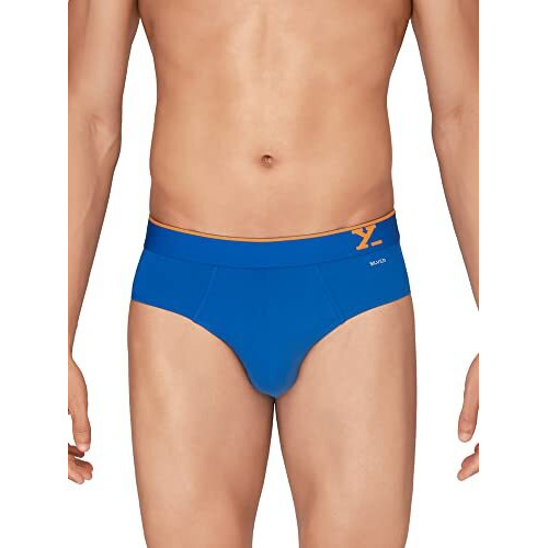 Xyxx Men Micro Modal Brief, Snug Fit, Solid, Pack Of 2, Xybrf2Pckn470L, Black Iris+Horizon Blue, L