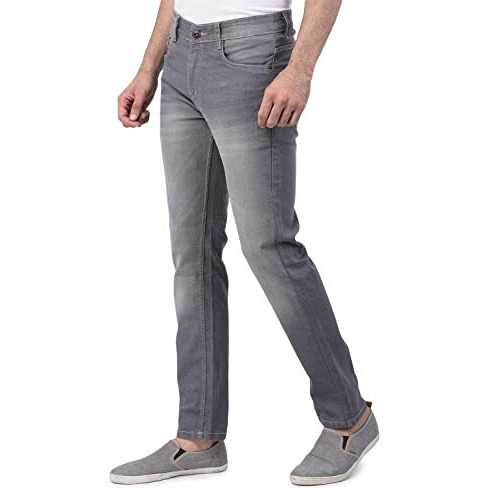 Ben Martin Men's Slim Fit Stylish Stretchable 32 Size Grey Cotton Denim Mid Rise Jeans Pant For Men, Jj3-3