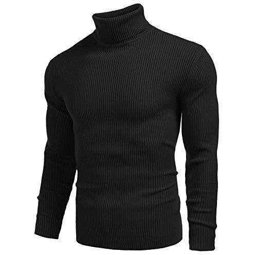 Denimholic Men's Cotton Turtle Neck Sweater (In, Alpha, M, Black Dark)