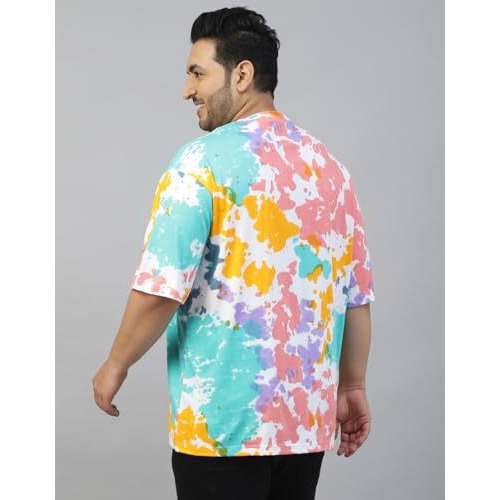 Veirdo 100% Pure Cottonofficical Disney Merchandise Mickey Mouse Printed Oversized Drop Shoulder Tie & Dye T-Shirt For Men (Vd_Ps_St3008_Td_5Xl) Multicolour
