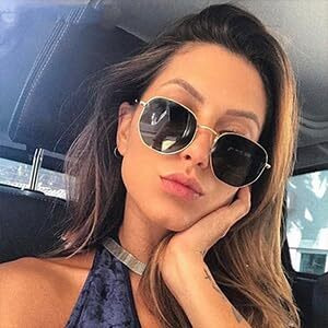 Roshfort Hexagon Silver Metal Frame, Sleek Black Lens Uv Protection, Pathan Srk Choise Sunglasses Perfect For Men's And Women's [Pack Of 1, D-4 ]