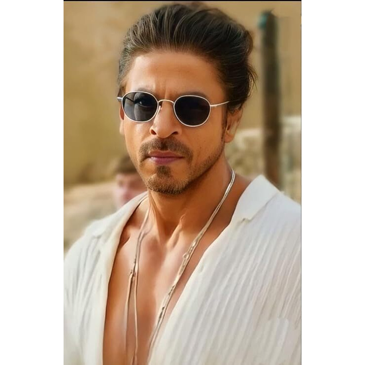 Roshfort Hexagon Silver Metal Frame, Sleek Black Lens Uv Protection, Pathan Srk Choise Sunglasses Perfect For Men's And Women's [Pack Of 1, D-4 ]