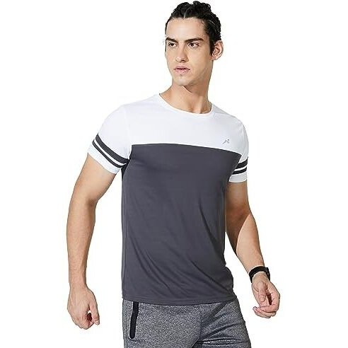 Amazon Brand - Symbol Men's Color Block Regular T-Shirt (Aw17-Sysp-03_Coal Grey L)