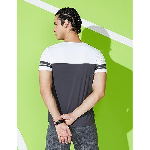 Amazon Brand - Symbol Men's Color Block Regular T-Shirt (Aw17-Sysp-03_Coal Grey L)