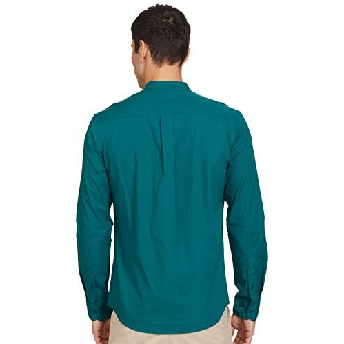 Amazon Brand - Symbol Men's Solid Regular Fit Full Sleeve Cotton Casual Shirt (Aw-Sy-Mcs-1148_Petrol_Large)