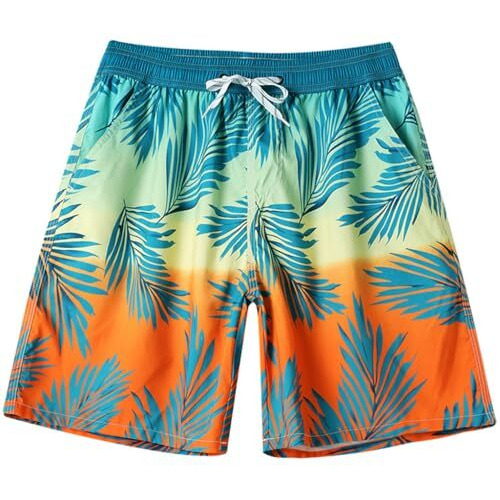 Proberos Swimming Shorts For Men, Casual Fashion Gradient Print Summer Beach Shorts Quick Dry Polyester Elastic Waist Shorts Chino Shorts Summer Swim Short Beach Wear, 2Xl