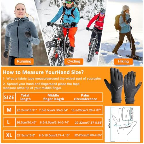 Gustave Winter Gloves For Men - Ski Hand Gloves,Thermal Fleece-Lined,Touchscreen Compatible Anti-Slip Silicone Grip Waterproof Windproof Snow Ski Cycling Running Sports Xl