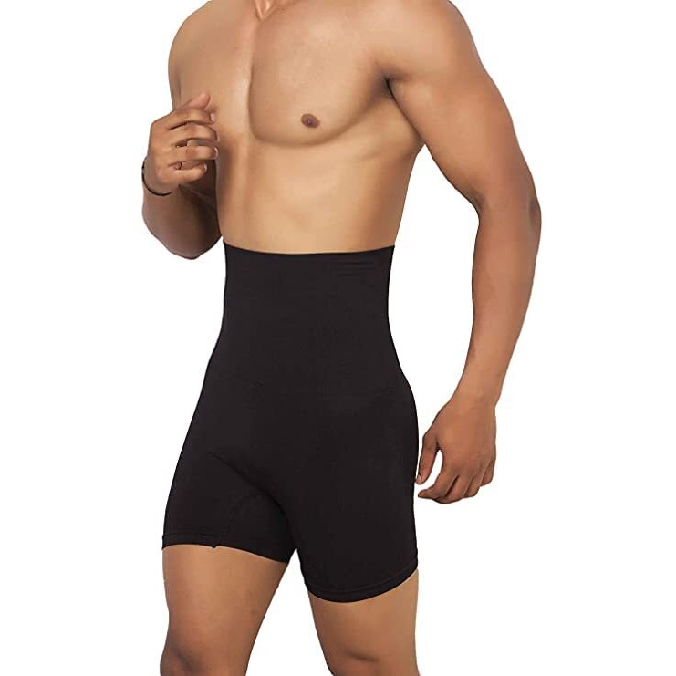 Kroywen Men Tummy Control Seamless Shorts High Waist Slimming Underwear (Black, Xl)