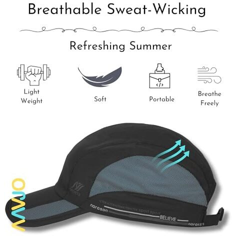 Aavjo Polyester Quick Dry Baseball Cap Hat Topi For Men Women L Beach Cricket Sports Running Cap (Black)