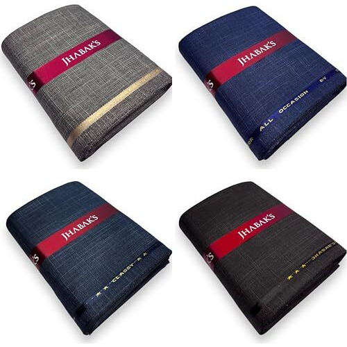 Jhabak's Unstitched Viscose Rayon Self Design Trouser Fabric - 1.30 Meter (Pack Of 4) (Gentleman (A, G, J, L))