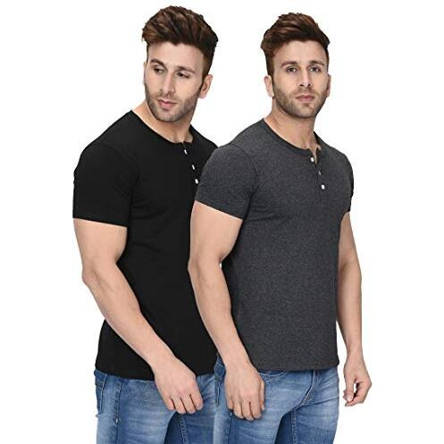 London Hills Men's Regular Fit T-Shirt (Pack Of 2) (Lh_T_Hf_514_513_Size_M_Black & Dark Grey_Medium)