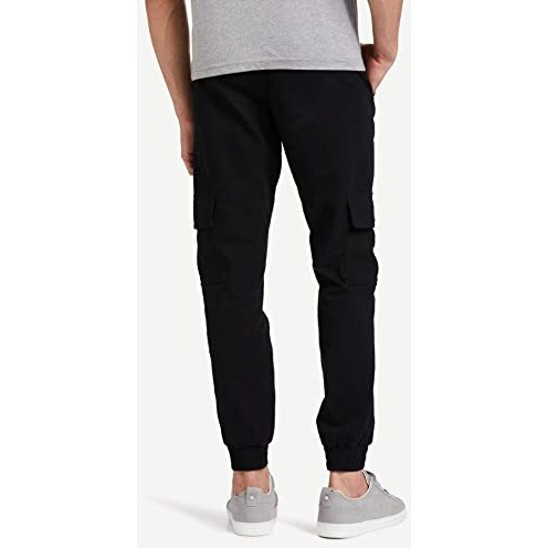 Amazon Brand - Symbol Men's Stretchable Cargo Jogger Pants | Chinos | Casual Mid Rise Trousers (Slim Fit) (Black_38)